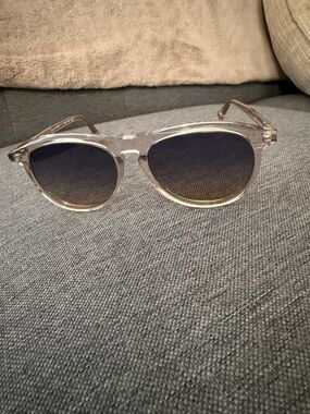 Chloe Clear Frame Sunglasses with Gradient Smoke Lenses